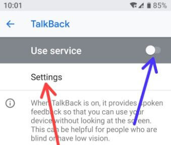 How to turn off talkback in android Oreo