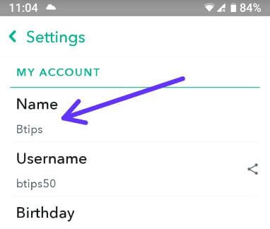 Snapchat account name in android