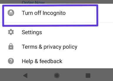 Turn off YouTube incognito mode in android device