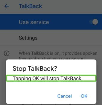 Turn off talkback in android P 9.0