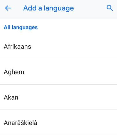 Add a language on android 9 Pie