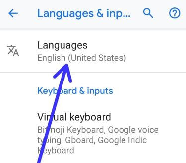 Android 9 Pie language and input settings