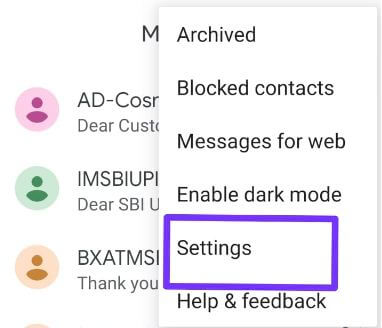 Android messages app settings