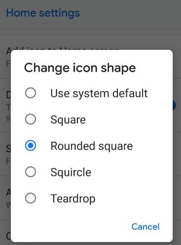 Change android Pie icon shape