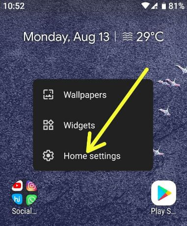 Customize android 9 Pie home screen settings