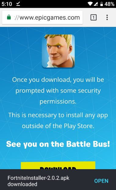 Download Fortnite on android using mobile phone