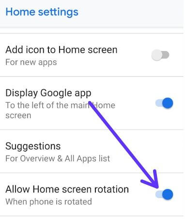 Enable home screen rotation android 9 Pie