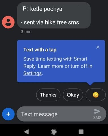 Enable smart reply in android message