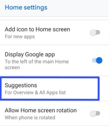 Home screen settings on android 9 Pie OS