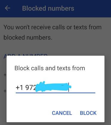 How to block a number on android Pie 9