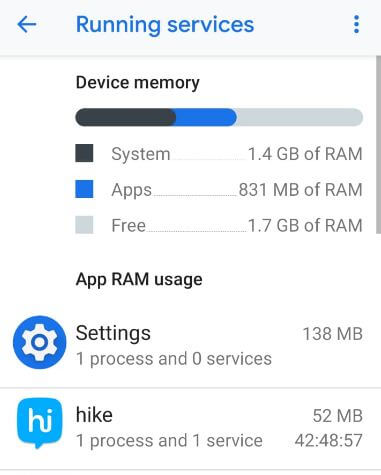 How to check RAM usage in android 9.0