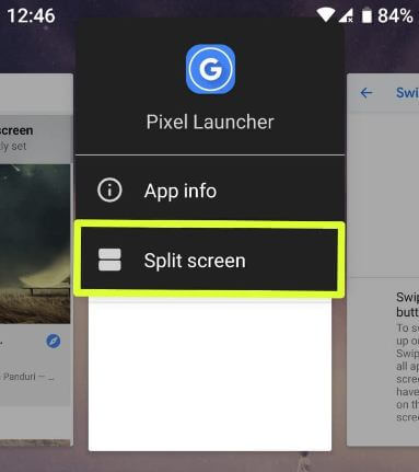 How to enable split screen in android Pie 9.0