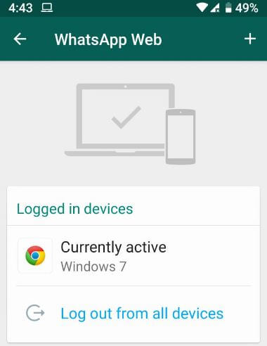 How to logout WhatsApp web account remotely on android