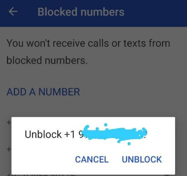 How to unblock number on android Pie 9.0
