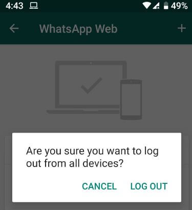 Logout of WhatsApp in android phone