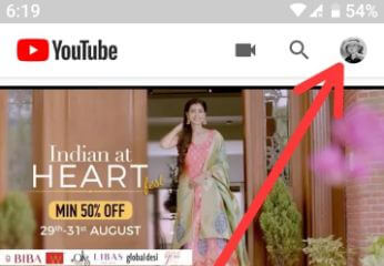 Open YouTube profile in your android devices