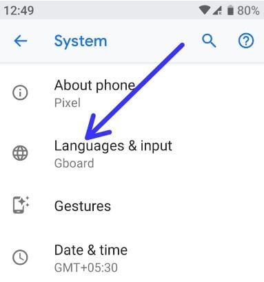 Pixel 3 Language and input settings