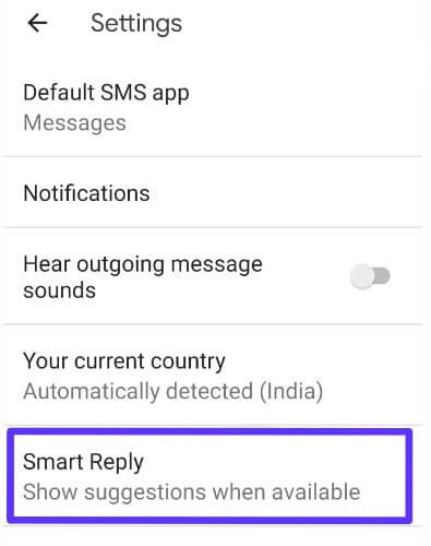 Use smart reply in android messages app