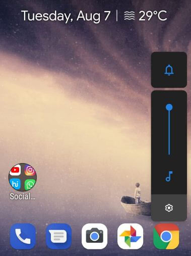 Volume Slider button in android Pie 9.0