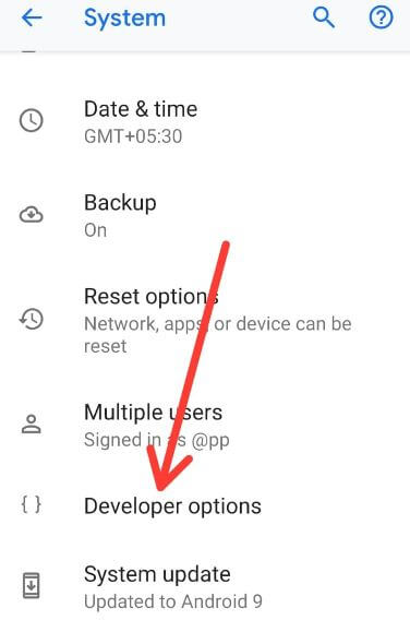 Android 9 Pie developer mode settings
