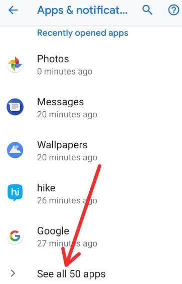 Android Pie apps and notifications settings