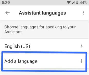 Change language of Google Assistant android Pie