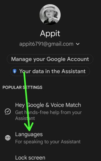 Google Assistant Language Change using Google App on Android