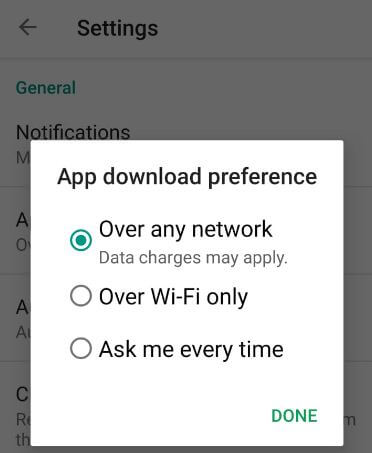 How to change app download preferences on Android 9 Pie