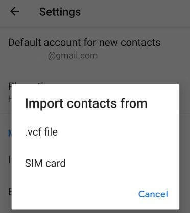 How to import contacts in Android 9 Pie