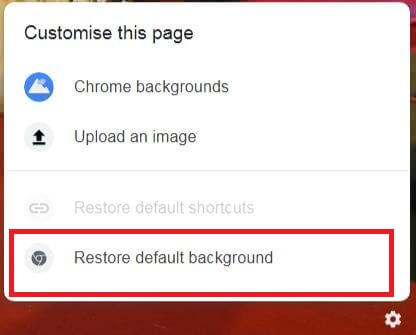 How to restore default background image on Google chrome