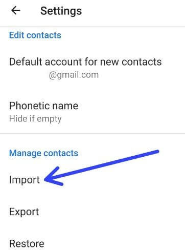 Import contacts from vcf file to android device