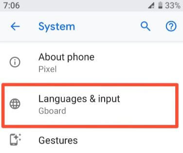 Language & input settings Google keyboard Pixel 3 XL