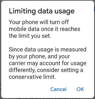 Limiting data usage android 9 Pie