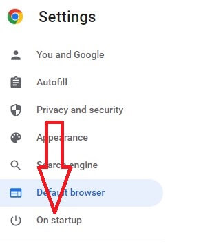 On Startup Settings in Chrome