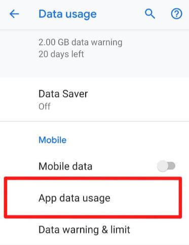 Pixel 3 App data usage