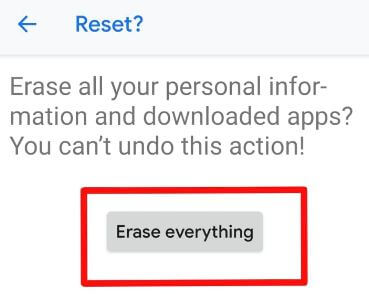 Reset android 9 Pie settings