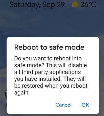 Start android in safe mode