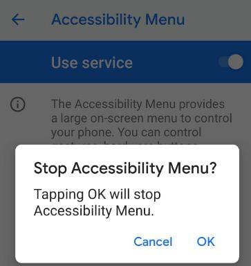 Stop Accessibility Menu android 9 Pie