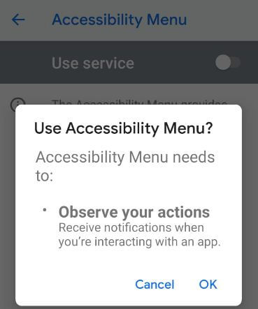 Turn on accessibility menu android 9 Pie