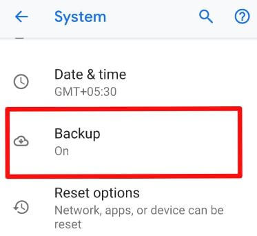 Android 9 Pie backup data