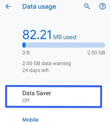 Android 9 Pie data saver