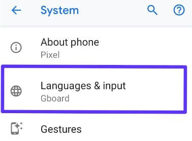 Android 9 Pie languages and input settings