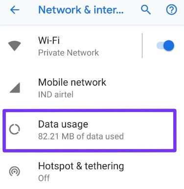 Android 9 Pie network & internet settings