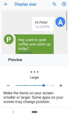 Change font and display size on Pixel 3
