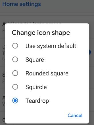 Change icon shape in Pixel 3 XL Pie