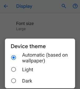 Enable dark mode based on wallpaper on android 9 Pie