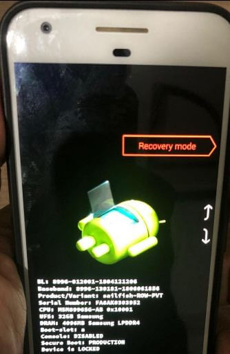 Enter Pixel 3 XL into recovery mode