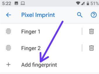 How to add fingerprints on Pixel 3