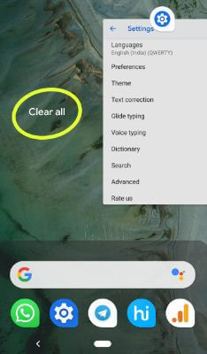 How to clear all apps on Pixel 3
