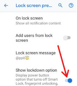 How to disable fingerprint on Pixel 3 using lockdown mode